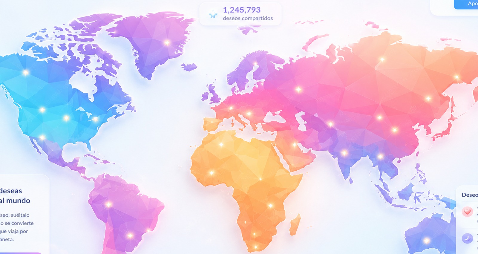 Mapa mundial colorido de deseos